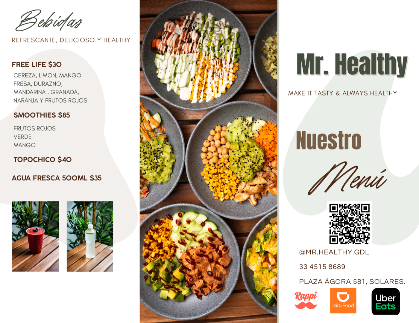 Menú Mr Healthy — Portada y Bebidas